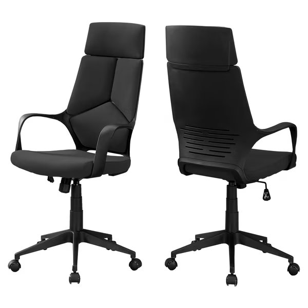 Office Chair, Adjustable Height, Swivel, Ergonomic, Armrests, Computer Desk, Work, Metal, Black, Monarch Specialties, Mfr#: I 7272